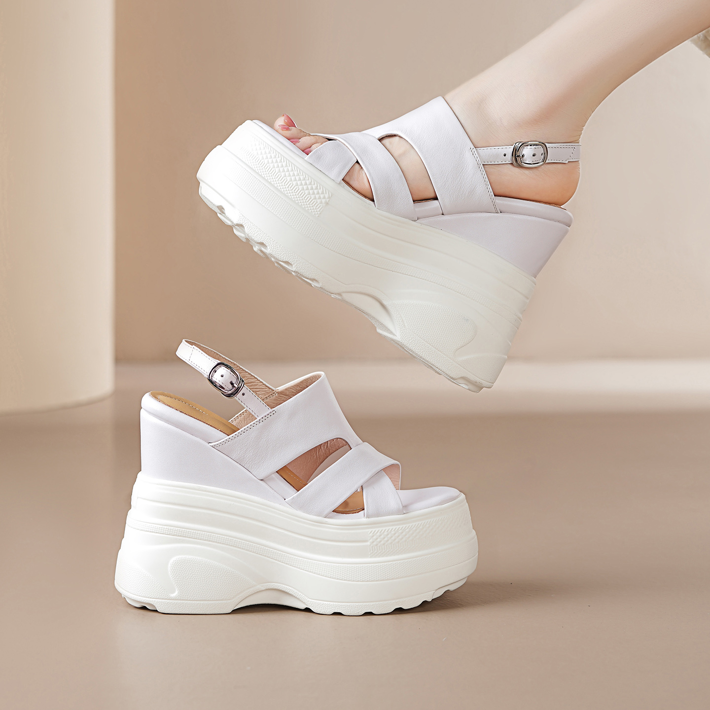 超高跟内增高厚底松糕底凉鞋女夏