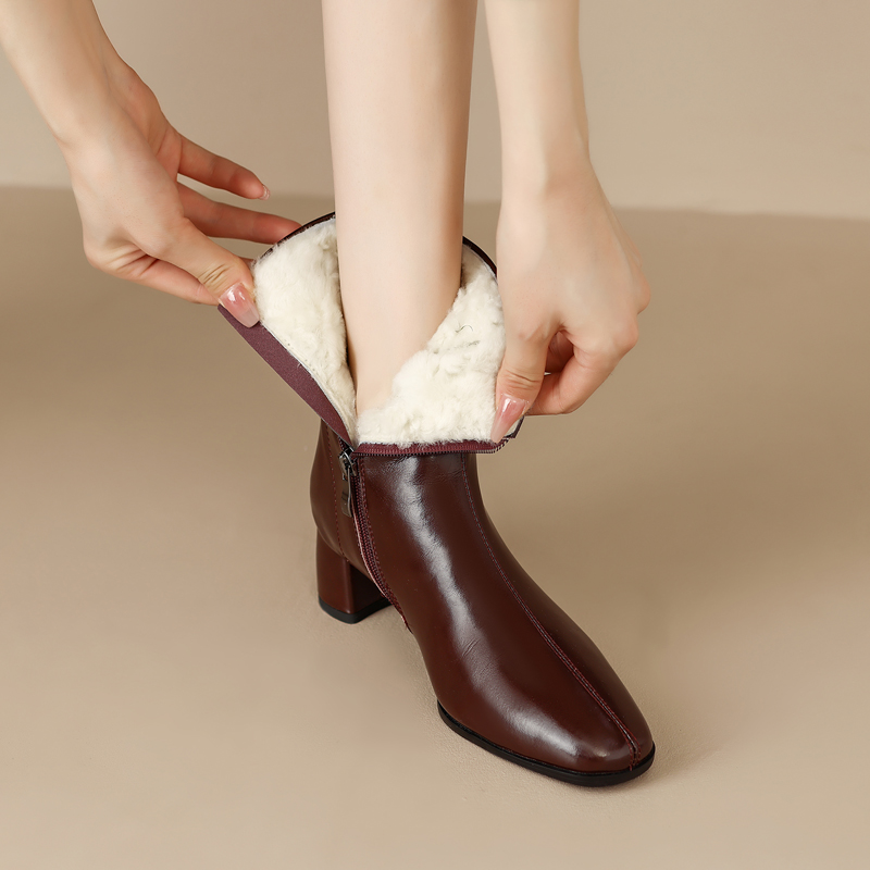 切尔西靴羊皮毛一体保暖雪地棉鞋