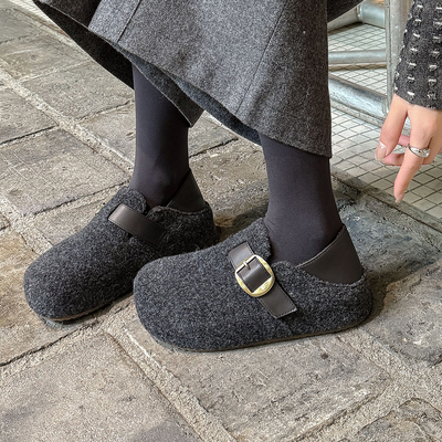 毛毛勃肯鞋女冬2025新款内增高