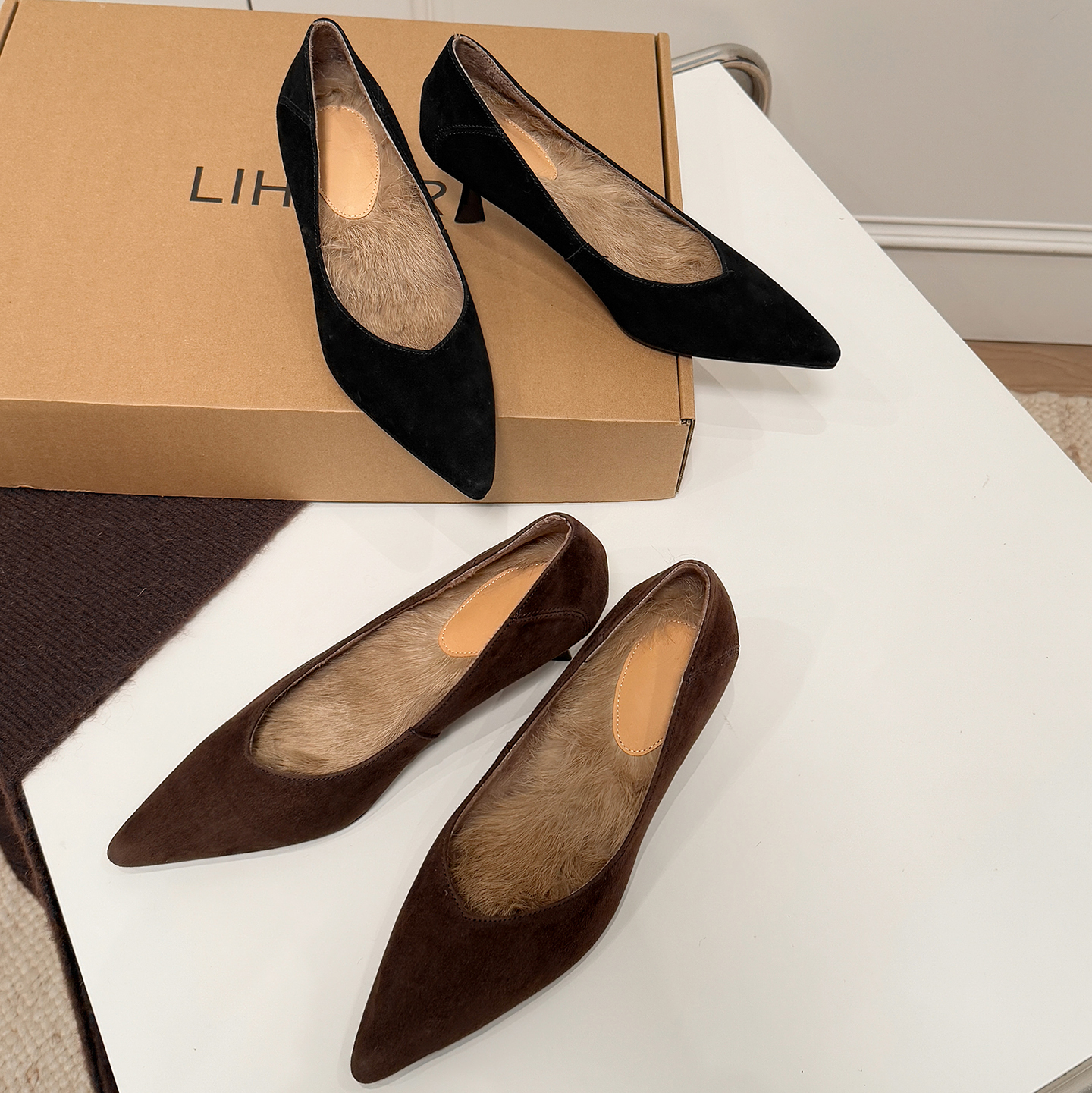 加绒保暖棉鞋通勤高跟鞋细跟