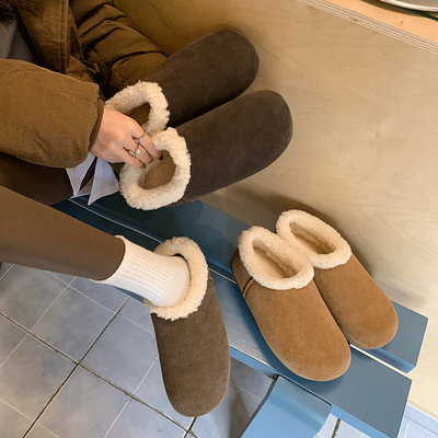 毛毛鞋女鞋棉鞋雪地靴加绒勃肯鞋