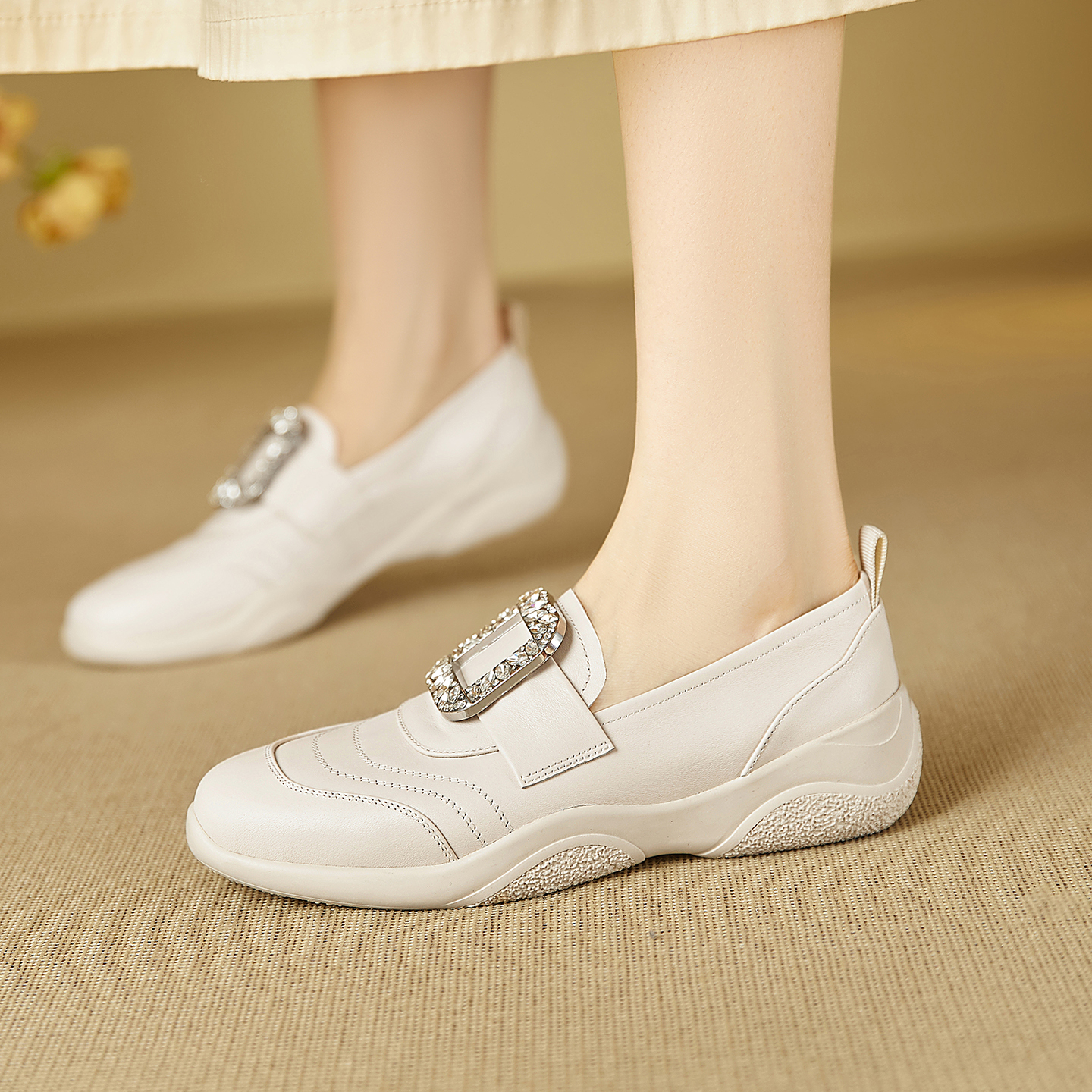 2cm真皮乐福鞋女2025秋冬新款