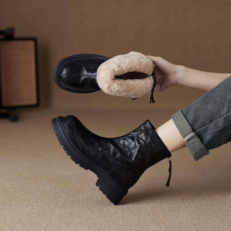 羊皮毛一体雪地靴女真皮加绒