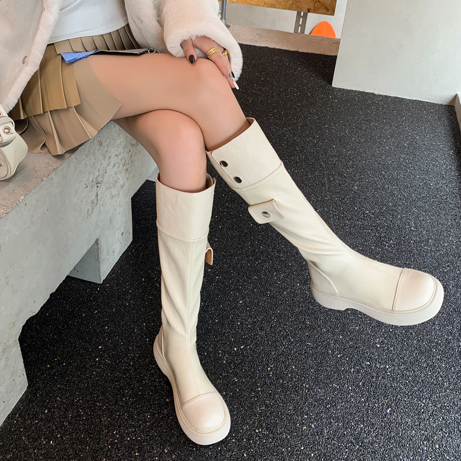 日常街头百搭修型显瘦厚底骑士靴