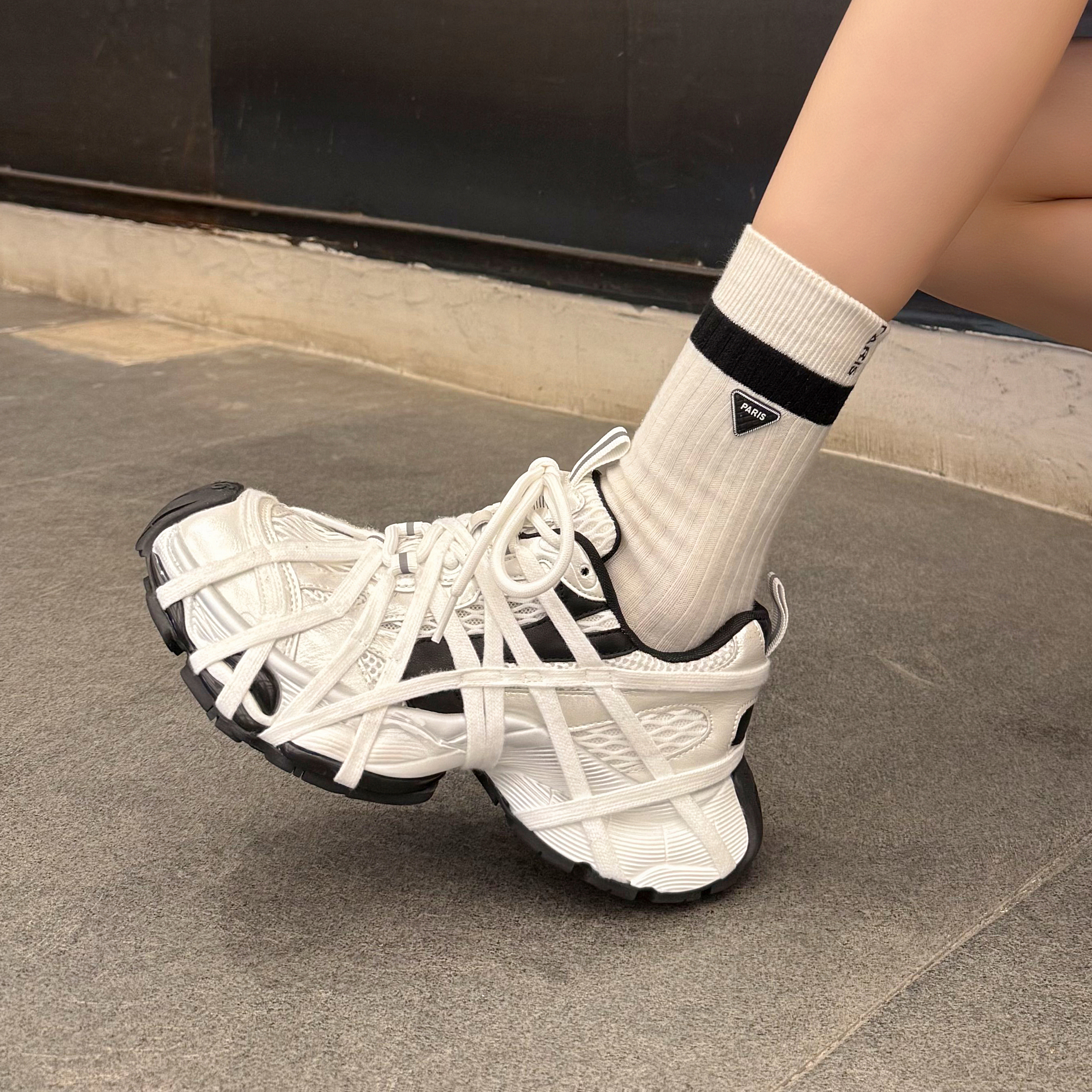 松糕鞋绑带透气运动休闲鞋老爹鞋