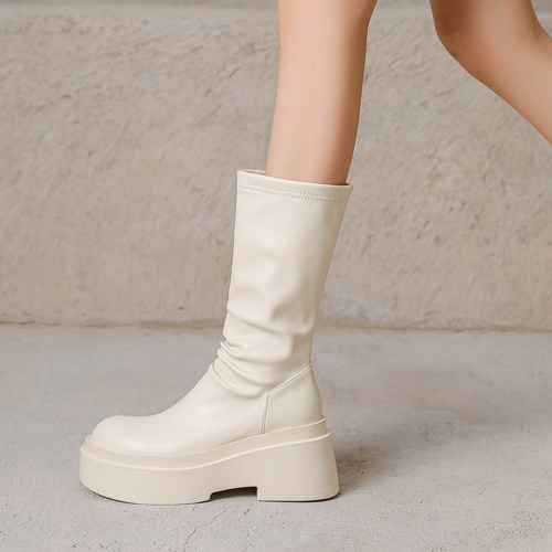 8cm厚底增高弹力瘦瘦靴女