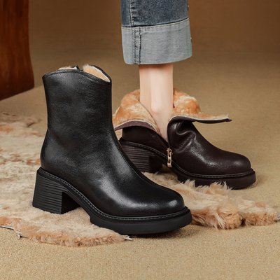 东北大棉鞋真皮毛一体厚底雪地靴