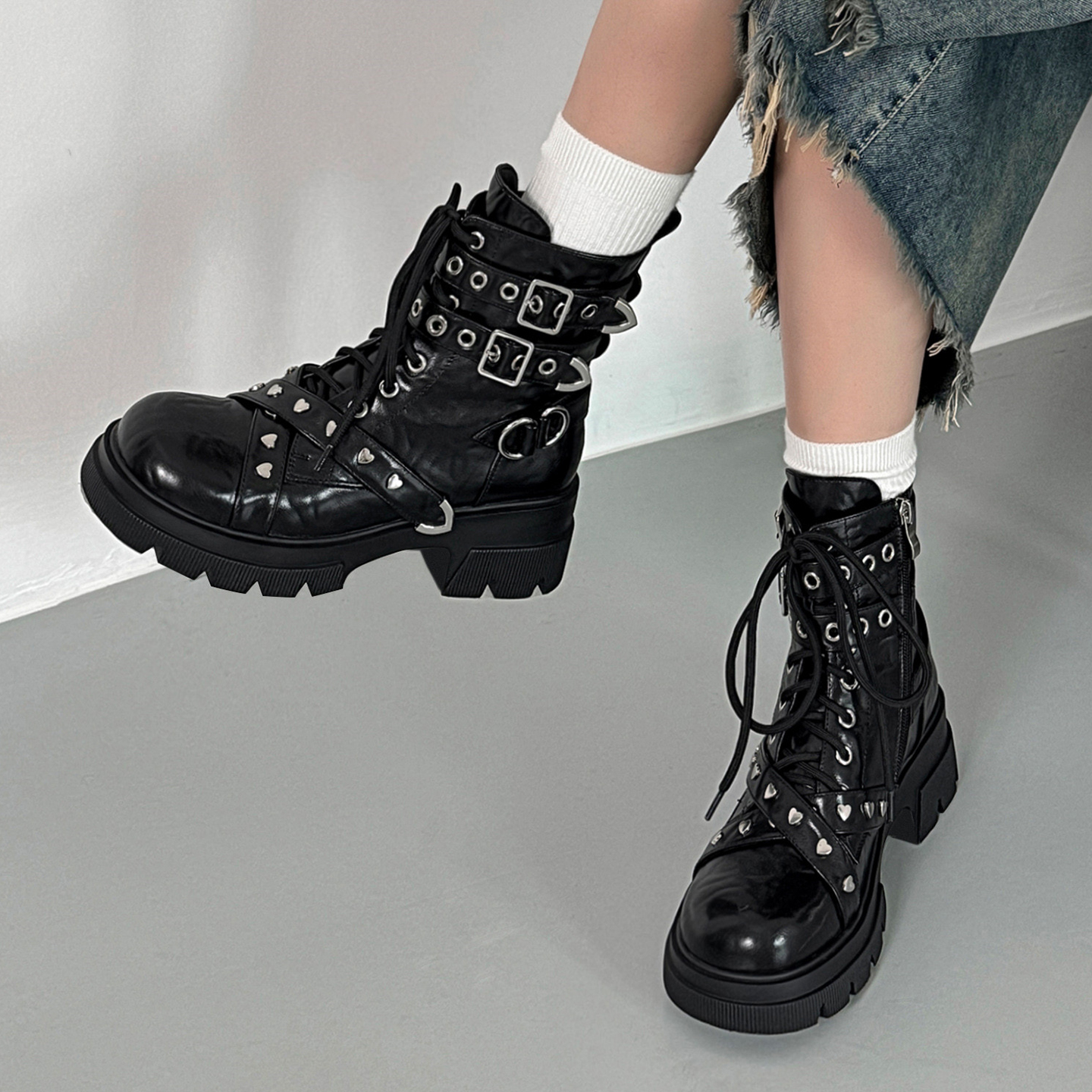 6cm真皮厚底增高马丁靴女2025款