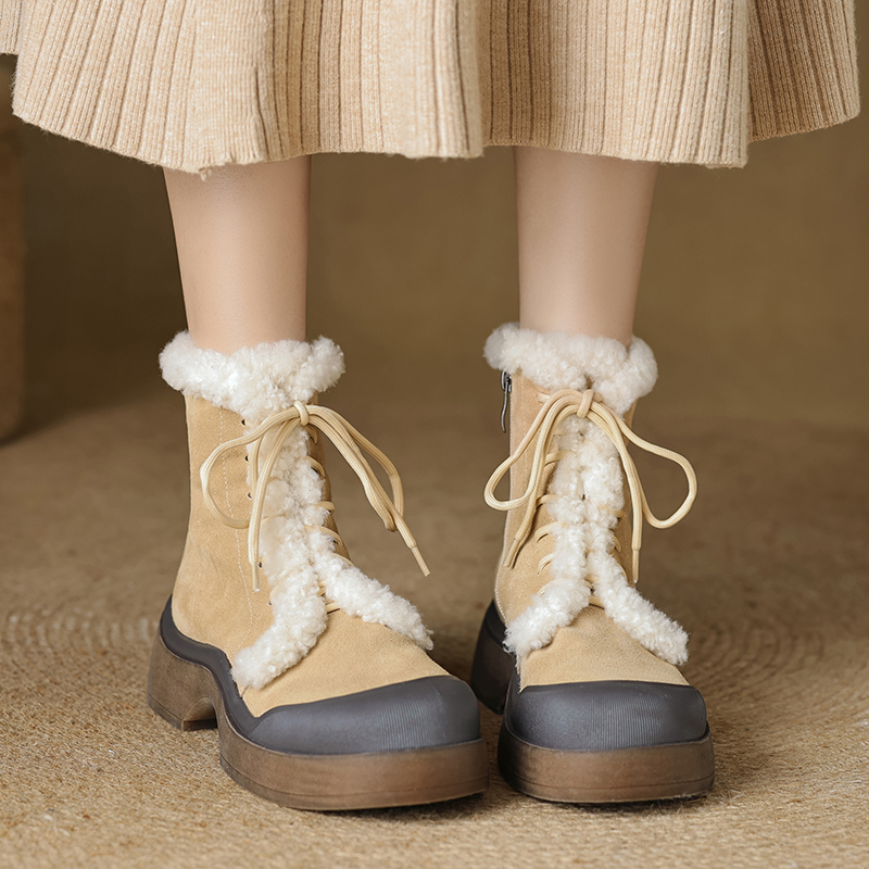 冬季新款真皮加绒加厚雪地靴