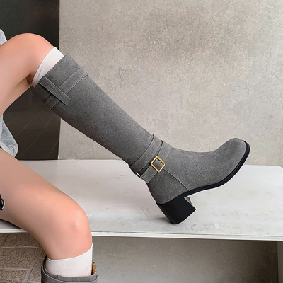 新款绑带显瘦高筒靴百搭骑士靴