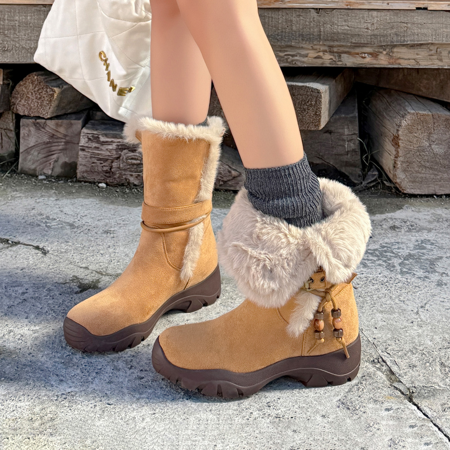 3.5cm厚底增高雪地靴女2025新款