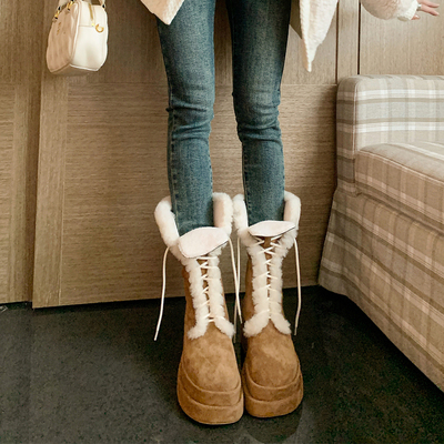 毛毛雪地靴女厚底冬季保暖加厚靴