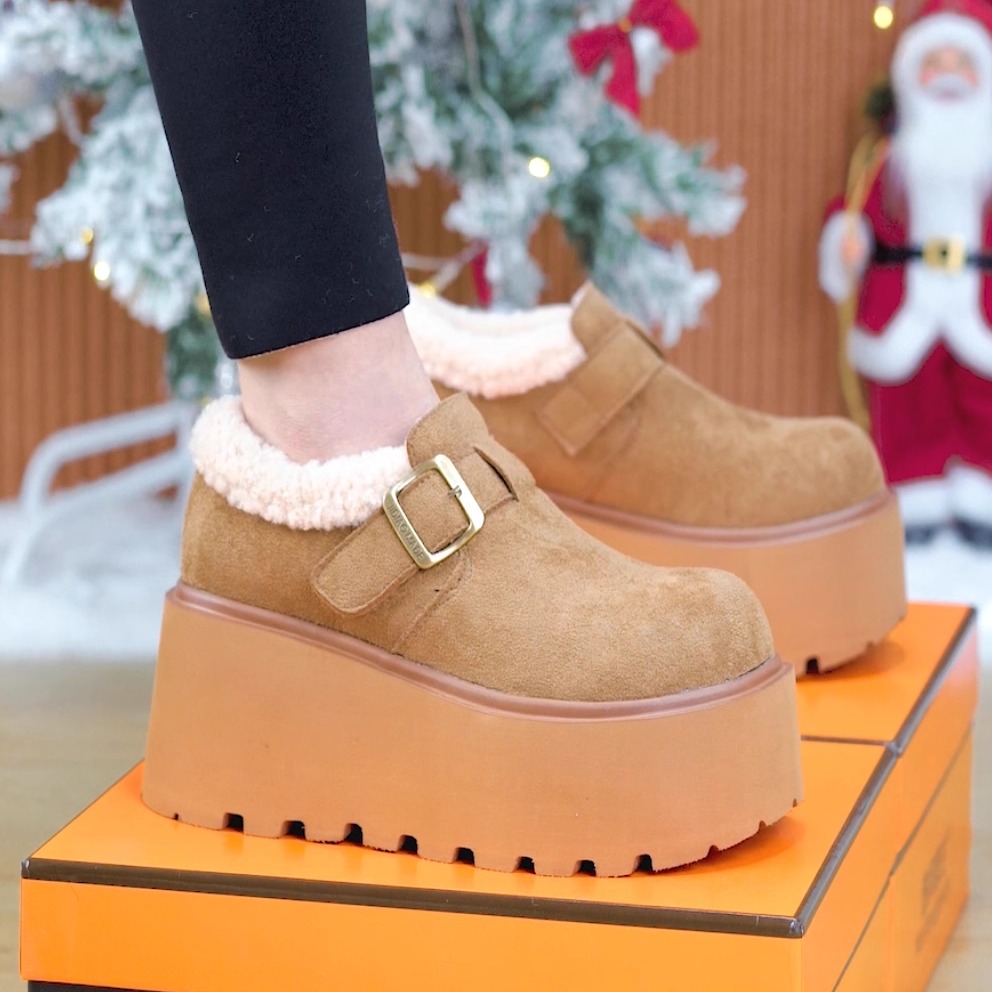 8cm小个子厚底增高加绒勃肯鞋女2025新款冬季保暖雪地靴乐福棉鞋