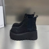 2025水钻满钻厚底8cm马丁靴女英伦风小个子增高百搭休闲机车靴女