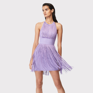 特价清仓挂脖吊带露背流苏修身性感高端聚会派对绷带裙连衣裙礼服