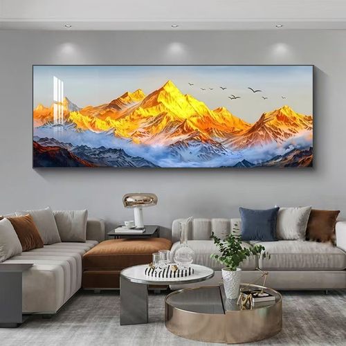 金山沙发壁画客厅2025客厅挂画高档背景墙装饰画大气新款整幅日照