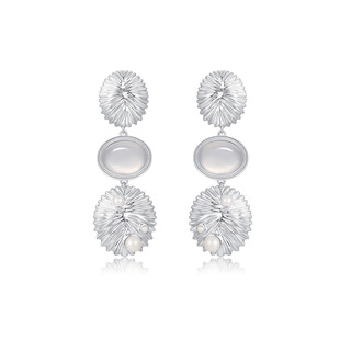 极光以南原创纯银贝壳耳环时尚白玉髓耳钉优雅首饰百搭时髦饰品女