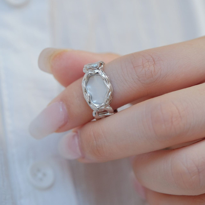 极光以南原创云层贝母戒指开口戒