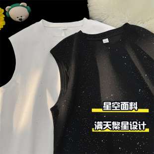 坎肩汗衫 满天星无袖 潮牌小众设计感T恤宽松大码 夏季 背心男女同款
