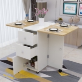 折叠餐桌家用小户型多功能可伸缩可储物出租房简易长方形吃饭桌子