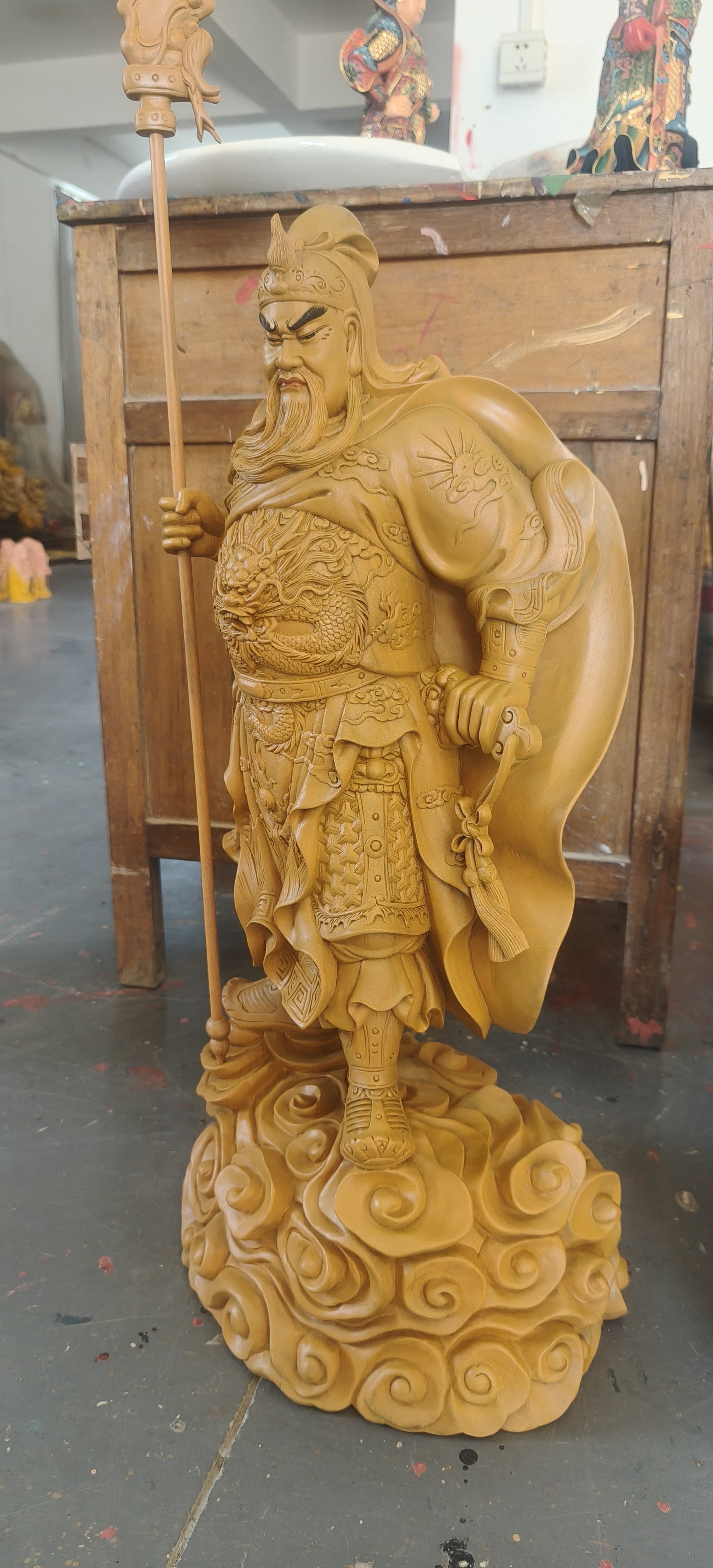 木雕关羽武财神关公摆件财神爷关二哥爷家用店铺请关公像供奉神像