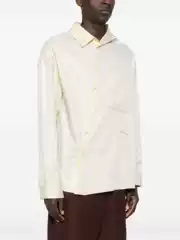 Jacquemus26 Autumn Clothing with a Unique Design, Irregular Lapel, Single-Breasted Long-Sleeve Shirt, Couple Style, Vintage Top