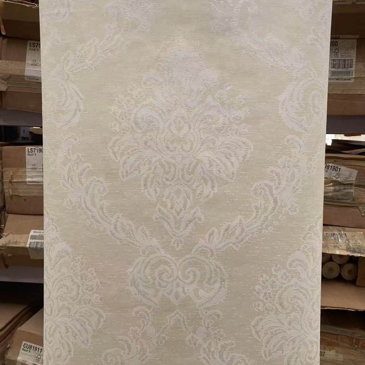 经典欧式大马士革米色纯纸环保墙纸卧室客厅书房满铺暖色壁纸现货