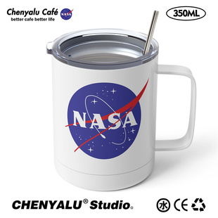 NASA航天局不锈钢水杯潮男金属350ml咖啡随行杯保温杯子吸管便携