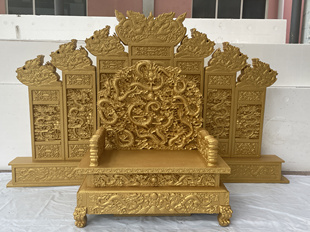 泡雕皇帝龙椅宝座中式仿古雕龙描金法座皇宫帝王椅摆件直播间摆放