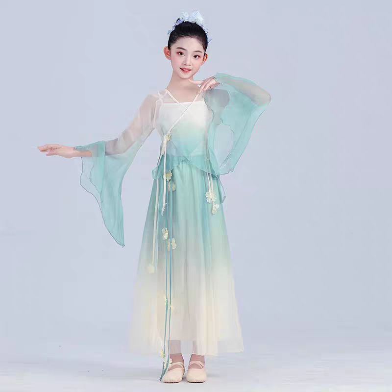 烟雨小镇演出服古典舞超仙飘逸儿童纱衣中国舞如梦令春颂表演套装