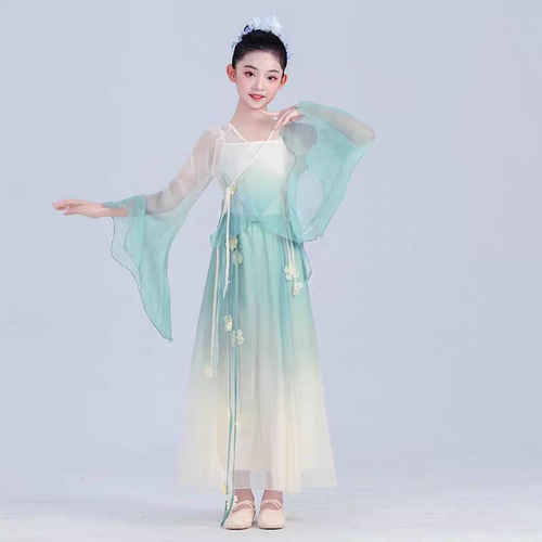 烟雨小镇演出服古典舞超仙飘逸儿童纱衣中国舞如梦令春颂表演套装