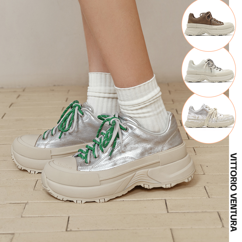 陈丽君宋亚轩同款VITTORIOVENTURA薇薇燃 牛皮厚底休闲板鞋球鞋