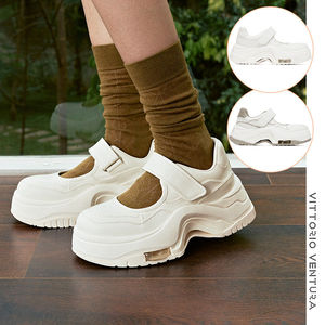 关晓彤同款VITTORIO VENTURA薇薇燃 牛皮厚底增高运动玛丽珍鞋