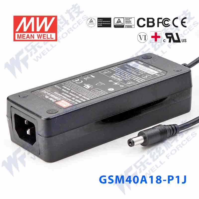 台湾明纬电源适配器GSM40A18-P1J 40W18V2.22A医疗级3插能效VI级-封面