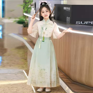 女孩唐装 女童新中式 儿童中国风古装 2025新款 学生汉服春 马面裙套装