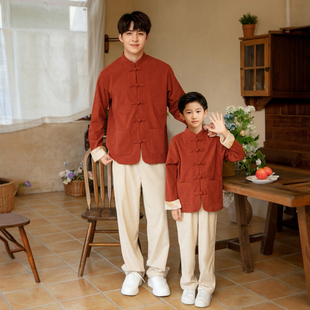 男童唐装新中式国风亲子装母女日常汉服古装全家福拍照儿童拜年服