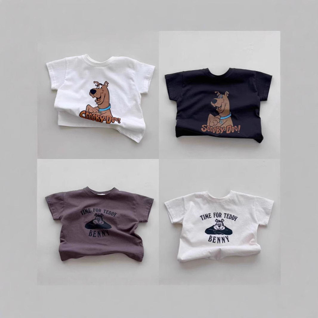 新款婴幼童装卡通狗狗纯棉短袖T恤夏季舒适宽松动漫半袖上衣