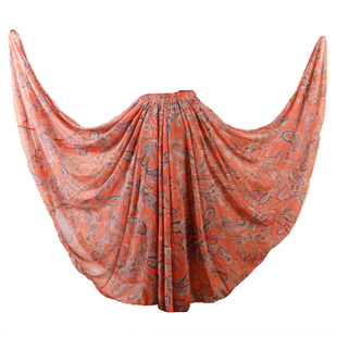 舞蹈半身裙720度大裙摆碎花高腰百搭印花裙子民族风新疆舞跳舞裙