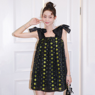 Collection买手店设计师黑色蝴蝶结提花吊带裙 Laria 换季 折扣