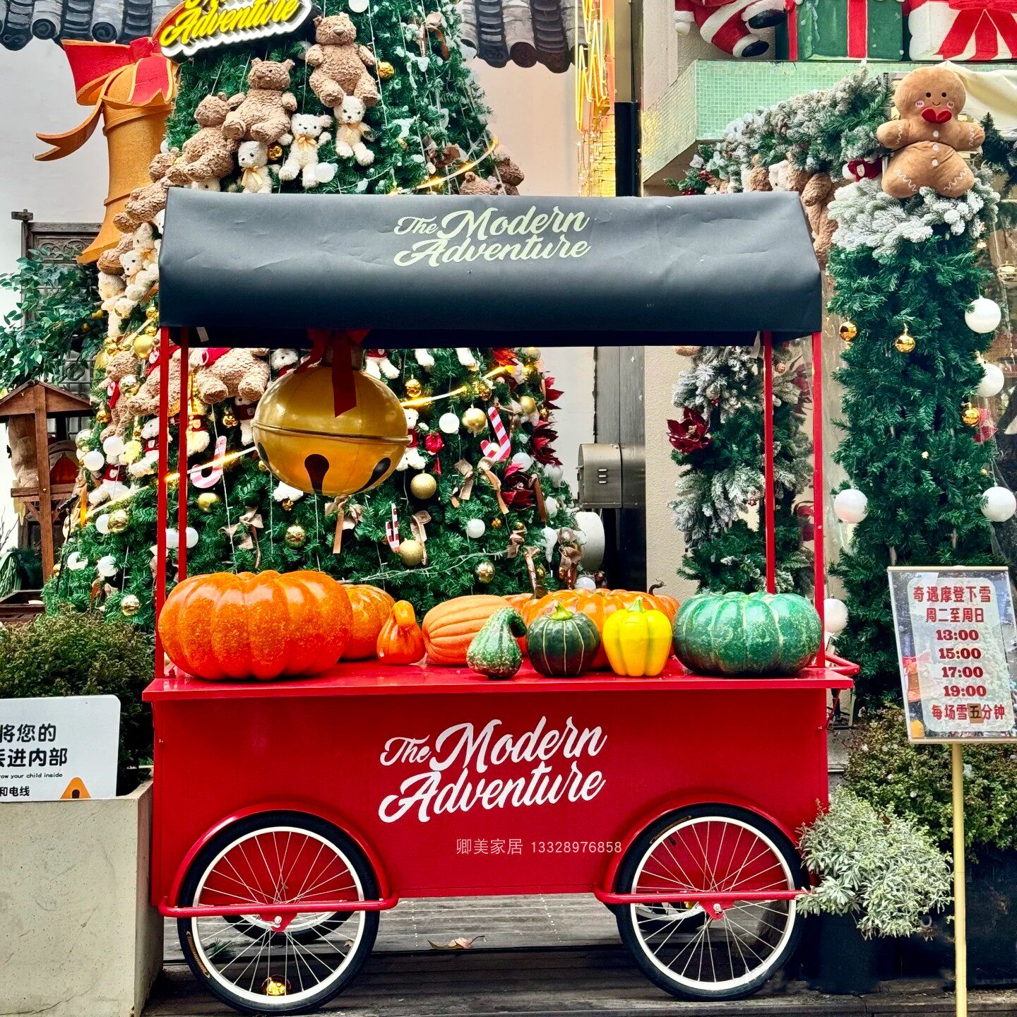 网红铁艺花车移动餐车商场咖啡甜品展示台美陈活动促销车装饰推车