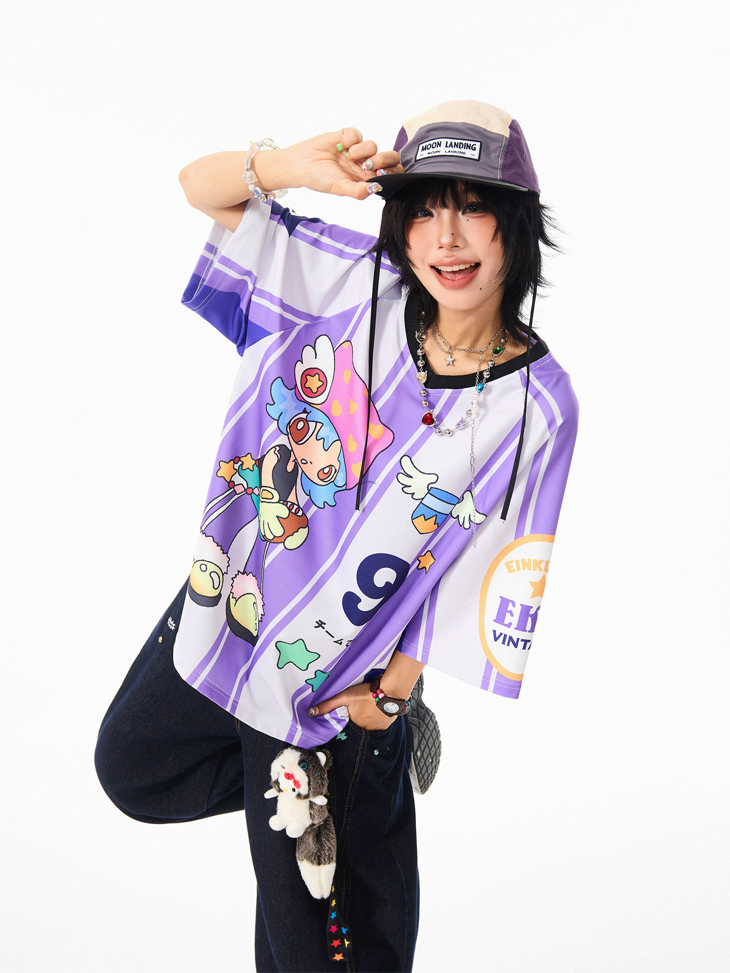 MIKYO American Cartoon Girl V-Neck Tee: Your Fun Summer Throwback - Product image 3