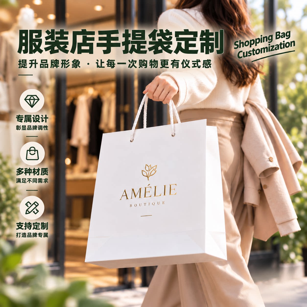 服装店手提袋定制logo品牌衣服包袋纸袋礼品袋购物袋广告设计制作