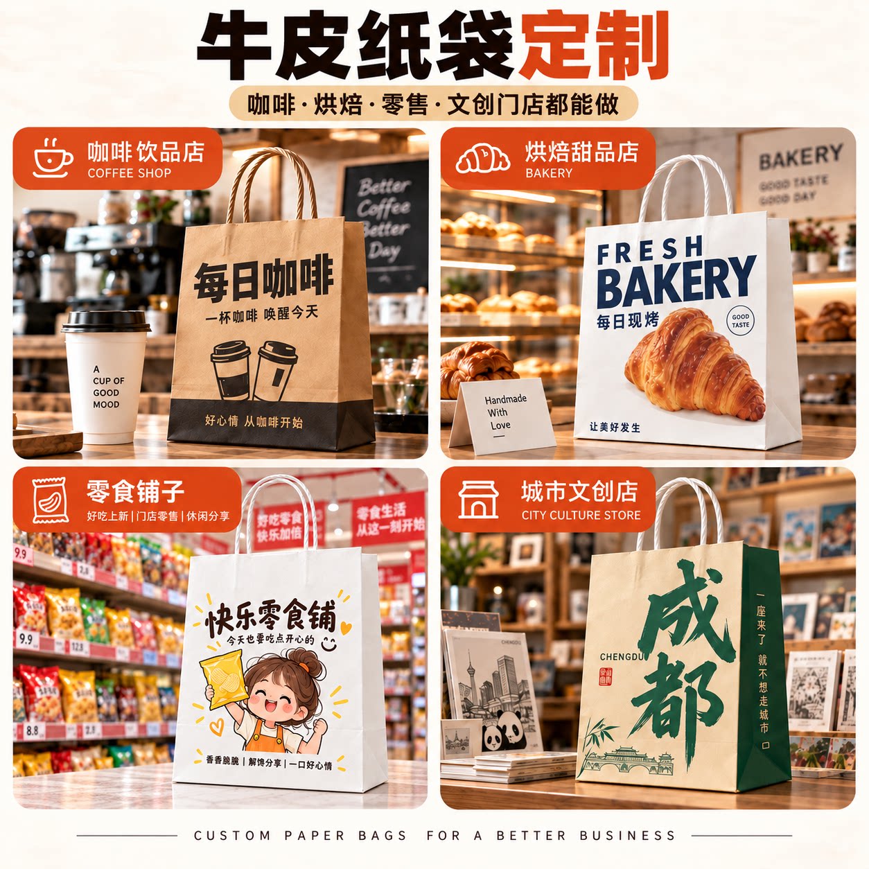 牛皮纸袋定制烘焙门店手提袋logo包装袋礼品袋伴手礼袋设计制作
