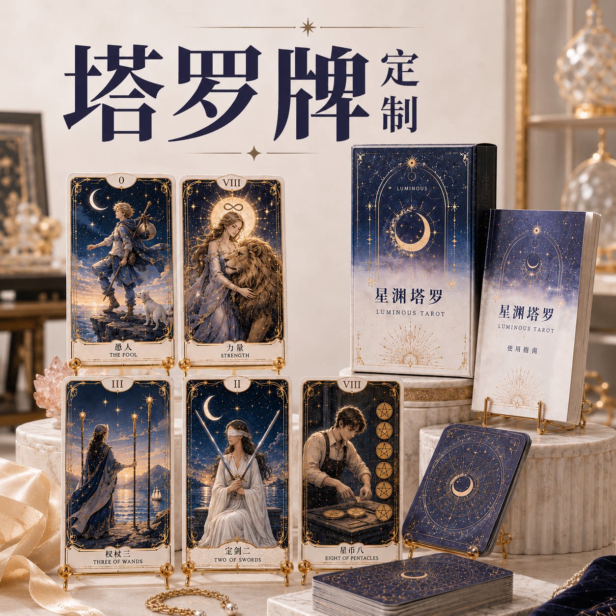 卡牌定制塔罗牌整套卡盒说明书图片
