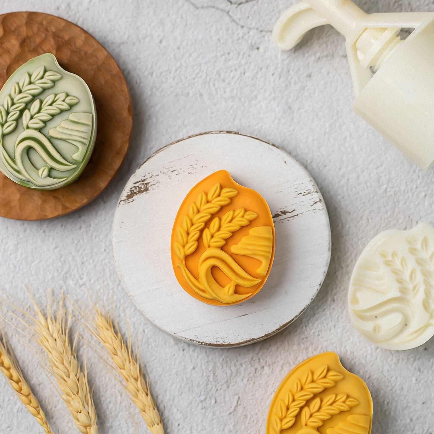 新款75克月饼模具麦穗中秋家用手压式冰皮糕点广式绿豆糕压花磨具