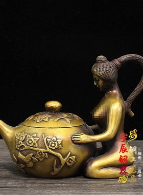 仿古风黄铜美女工艺品家居装饰