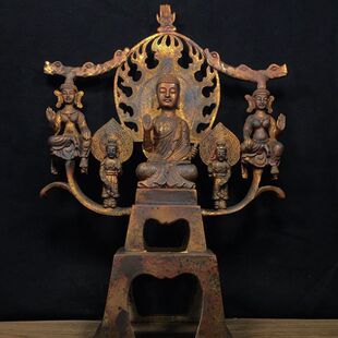 仿古纯铜鎏金北魏佛像释迦牟尼佛铜像铜器工艺品家居装饰摆件