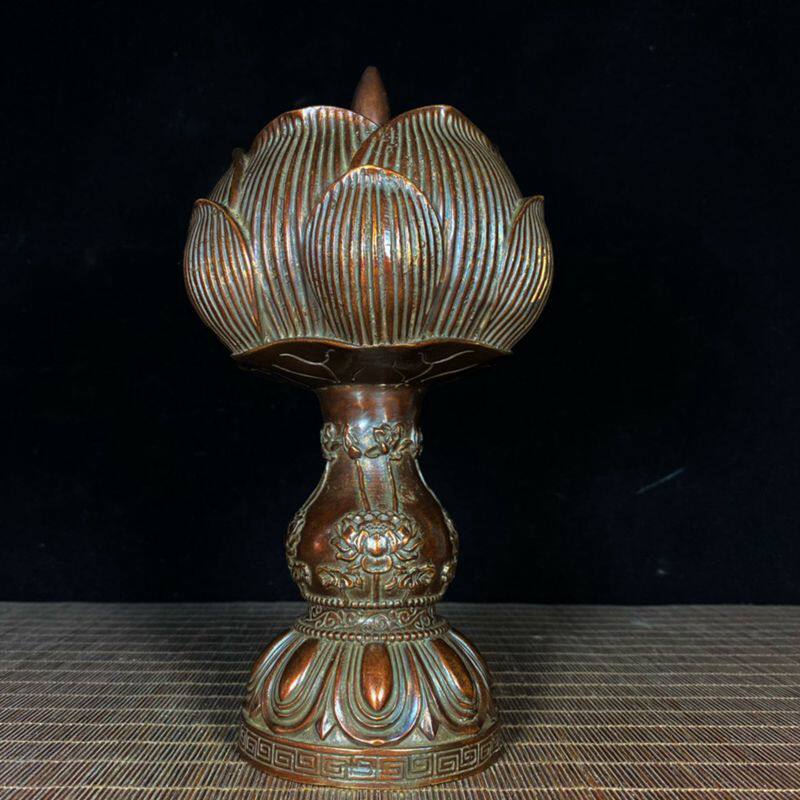 古玩收藏纯铜莲花香薰炉盘香炉熏香炉檀香炉沉香炉家居办公室摆件