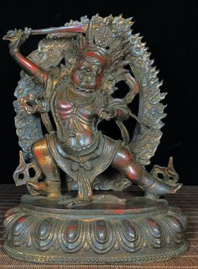 黄铜招财复古客厅玄关大黑天神像