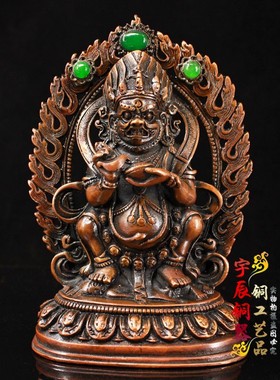 复古纯铜大黑天财神密宗摆件